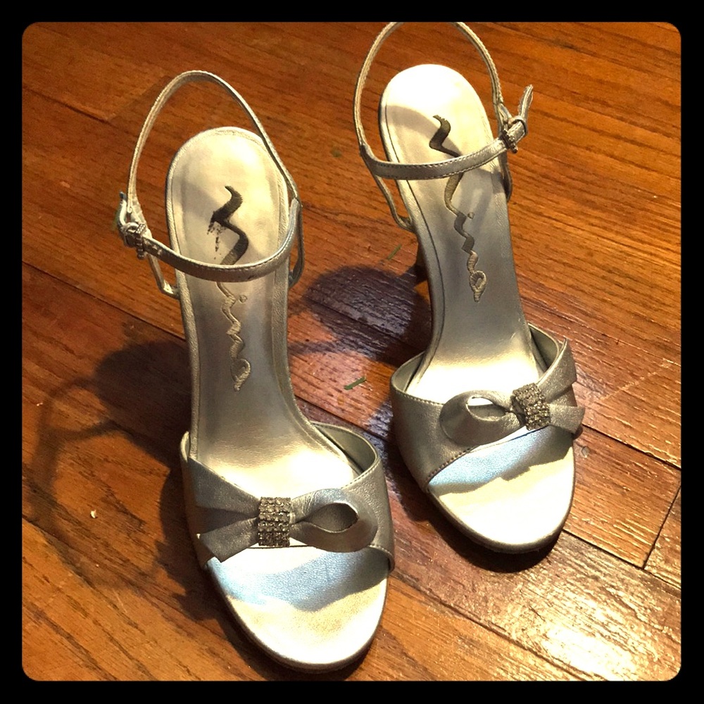 Nina Silver Strappy Heels